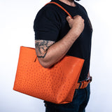 Ostrich Tote Bag - Tangerine