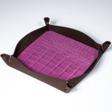 Valet Tray - Orchid Alligator/Chocolate Suede