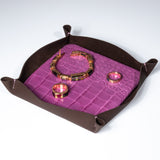 Valet Tray - Orchid Alligator/Chocolate Suede