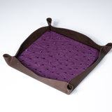 Valet Tray - Plum Ostrich/Chocolate Suede
