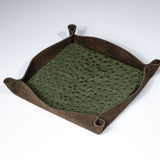 Valet Tray - Forest Ostrich/Khaki Suede
