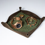 Valet Tray - Forest Ostrich/Khaki Suede