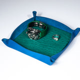 Valet Tray - Peacock Ostrich/Dodger Blue Suede