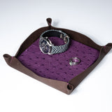 Valet Tray - Plum Ostrich/Chocolate Suede