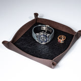 Valet Tray - Graphite Ostrich/Chocolate Togo