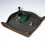 Valet Tray - Anthracite Ostrich/Khaki Suede